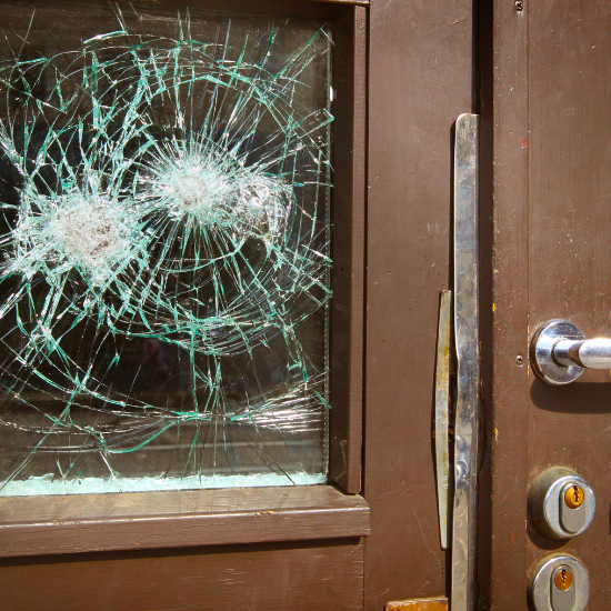 House vandalism A house door that's been vandalized